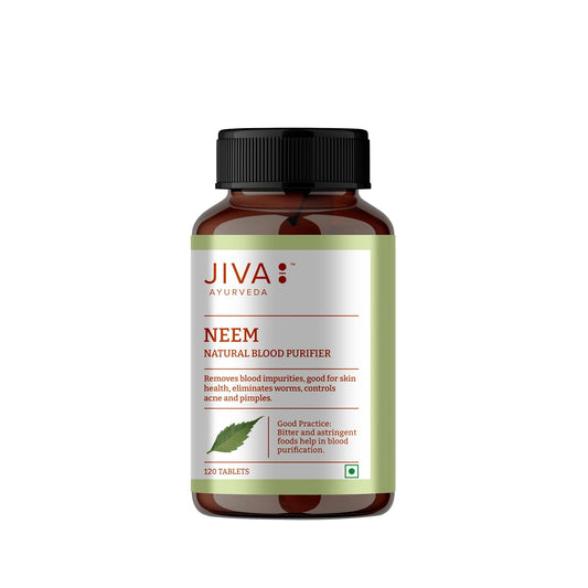 Jiva Neem Tablet - 120 Tablets | 100% Ayurvedic Formulation Purifies Blood, Treats Urinary Disorders | Pacifies Pitta And Kapha Doshas | Promotes Healthy Skin