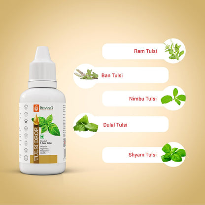 Krishna's Tulsi Drops- Concentrated Drops of 5 Rare Tulsi for Natural Immunity Boosting 10 ml |No Added Preservatives | Manufactured in Glass DistillationUnit