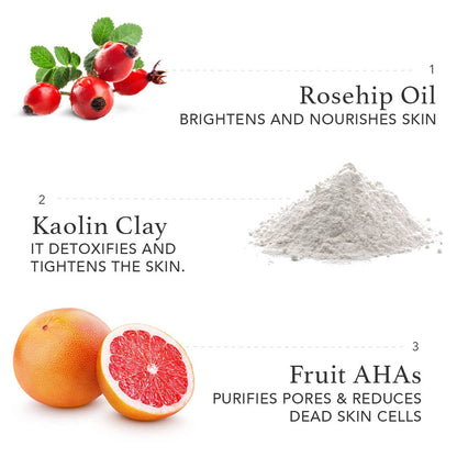 RAS Luxury Oils Polish Up Exfoliating & Brightening Clay Face Mask With Fruit AHAs & Rosehip | Softens & Hydrates Skin | Helps to Reduce Fne Lines & Wrinkles | Cruelty Free & 100% Vegan, 50g