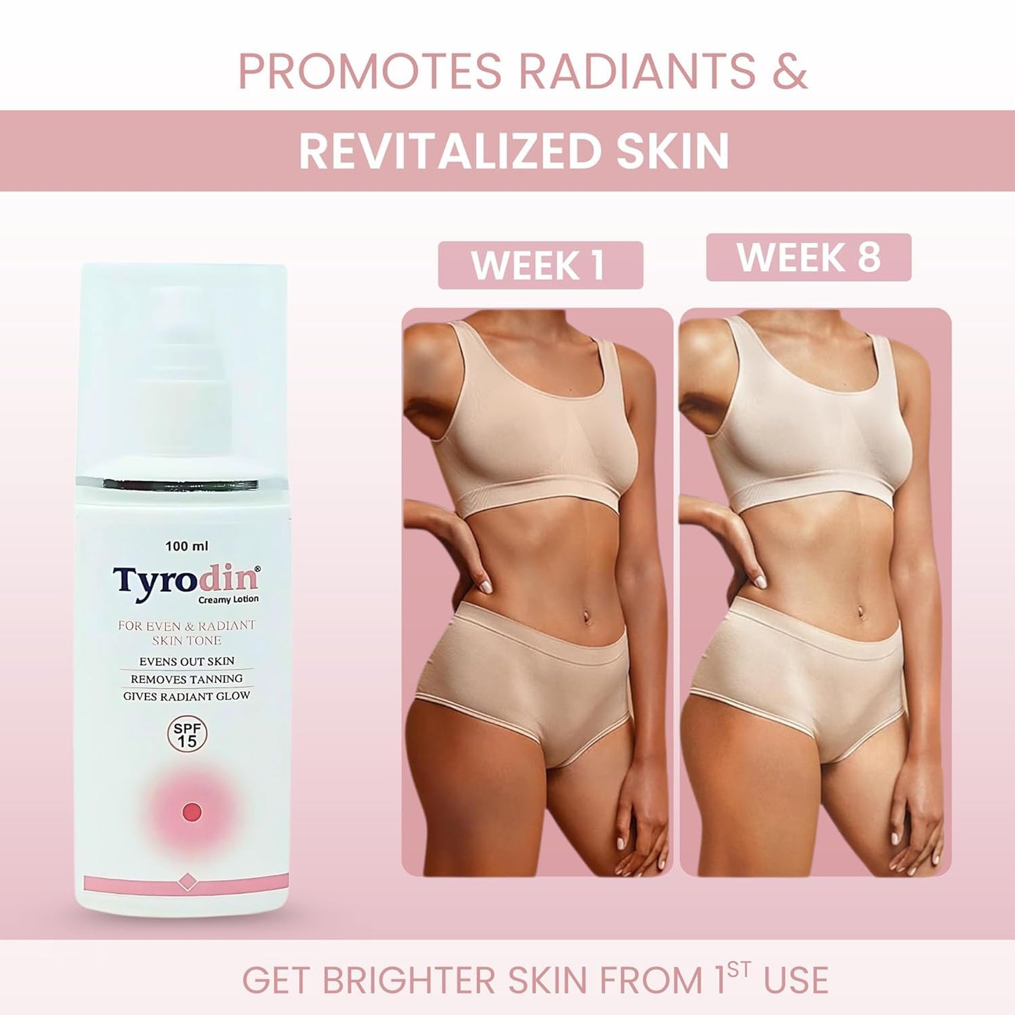 Tyrodin Creamy Lotion 100ml | Lightweight Daily Moisturizing Lotion with SPF 15 | Smooth & Fresh Skin Appearance