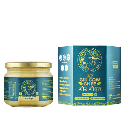GirOrganic A2 Pure Ghee | 100% Gir Cow Ghee | Vedic Bilona Method | Grassfed, Cultured, Premium & Traditional Ghee | Immunity Booster