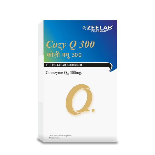 Zeelab Cozy Q 300 supplement packaging on a white background