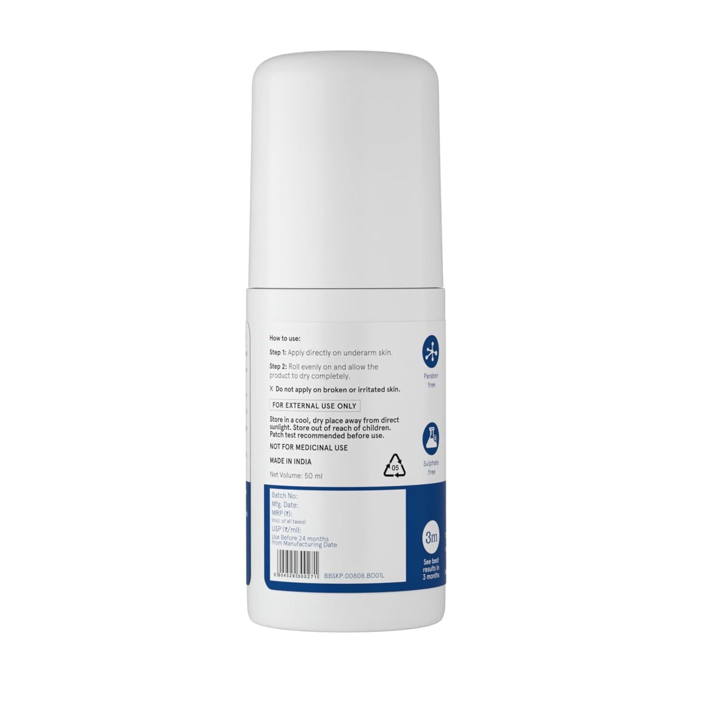 Be Bodywise 6% AHA BHA Underarm Roll On Deodorant, 50ml | 1% Mandelic, 4% Lactic, 1% Salicylic Acid | Prevents Body Odour & Fades Pigmentation | Alcohol & Aluminium Free | Fragrance-free
