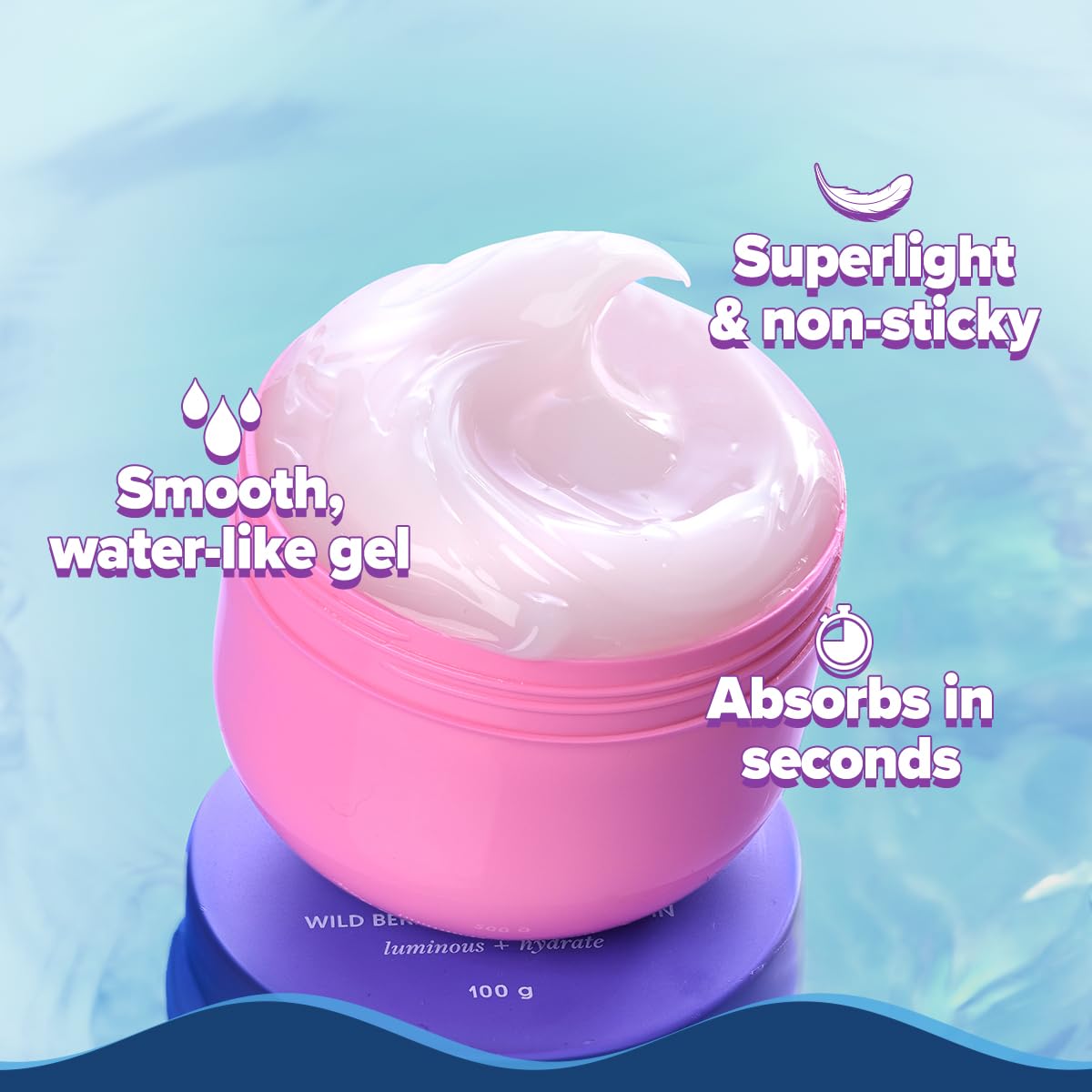 Aqualogica Illuminate + Hydra Gel Moisturizer with Wild Berries & Alpha Arbutin-100g|24 Hour Intense Hydration|Water-Like Gel Texture|Non-Sticky & Quick Absorbing for Luminous Skin