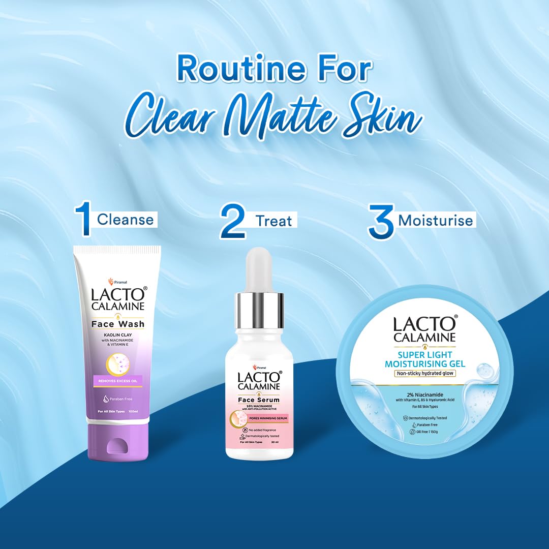 Lacto Calamine Super Light Moisturizer for Face | 150g | Moisturiser for Oily Skin with Niacinamide, Hyaluronic Acid | Face Moisturizer with 300% Instant Hydration, 90% Stronger Moisture Barrier