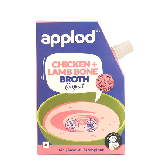 Applod Chicken & Lamb Bone Broth with Pumpkin & Carrot for Dogs & Cats | Protein-Rich Grain-Free Meal Topper with Collagen & Amino Acids | Supports Joint, Muscle, Digestive & Eye Health | 150ml