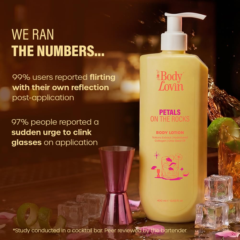 Plum BodyLovin’ Petals On The Rocks Body Lotion | Renewing & Reviving Body Lotion | Lightweight Hydration | Sakura Extract, Hydrolysed Collagen & Chia Seed Oil | Citrus Floral Fragrance | 400 ml