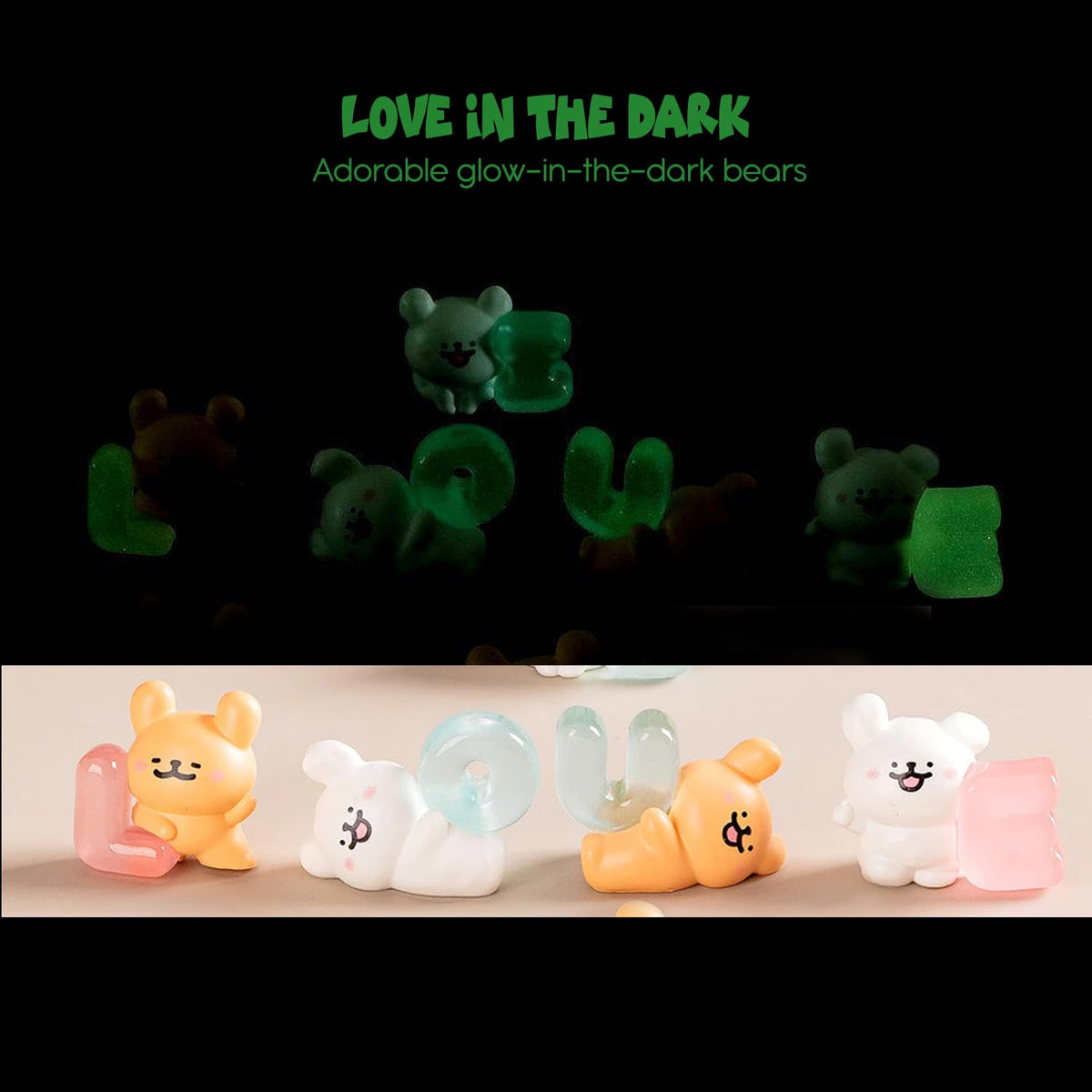 Nostrae Teddy Bear Miniature Toys & Cute Miniatures Decorative Items | Night Glow Small Figurines for Home Decor | Desk Decoration Miniature Things, Gifts & Mini Showpieces (Set of 6)