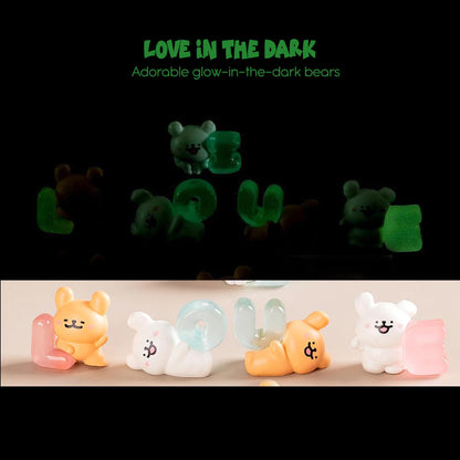 Nostrae Teddy Bear Miniature Toys & Cute Miniatures Decorative Items | Night Glow Small Figurines for Home Decor | Desk Decoration Miniature Things, Gifts & Mini Showpieces (Set of 6)