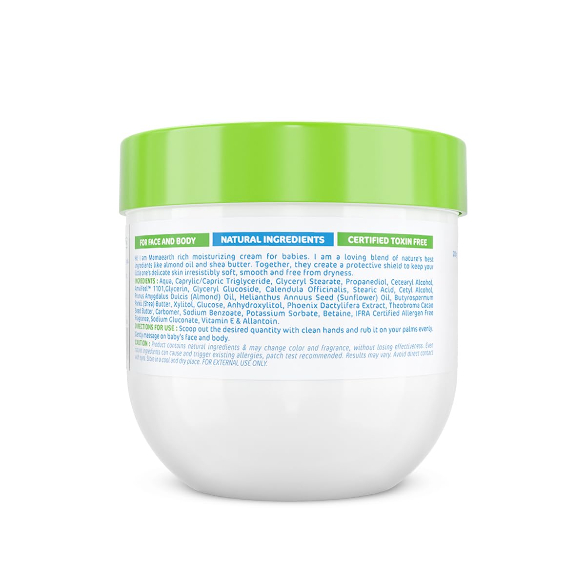 Mamaearth Baby Rich Moisturizing Cream With Almond Oil & Shea Butter For Dry Skin | For Face & Body | 24-Hour Moisturization | Nourishes & Softens Skin | 200 g
