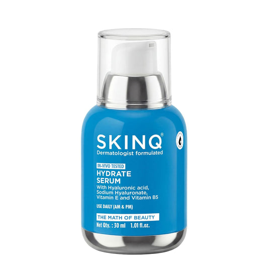 SKINQ Hydrate Serum with Hyaluronic Acid, Sodium Hyaluronate, Vitamin B5 & E | +140% Hydration | Lightweight, Non-Sticky | For All Skin Types | In-Vivo Tested I Derma Formulated