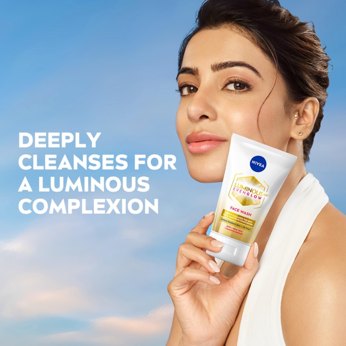 NIVEA Luminous Even Glow 2% AHA Face Wash | Oil-Free Cleanser with Aloe Vera & Guarana Extracts | Deep Cleansing Face Wash for Oily, Normal & Sensitive Skin | Exfoliating Brightening Face Cleanser for Women & Men | 100ml