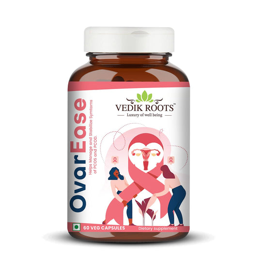 OvarEase | Ayurvedic Herbal Capsules | Traditionally Used to Support Hormonal Balance & Irregular Period | 60 Veg Capsules (Pack Of 1)