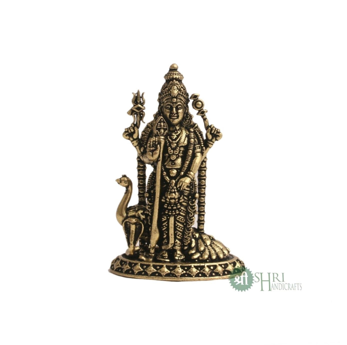Brass 2" Lord Murugan Statue | Handcrafted Standing Kartikeya Murti Hindu God Idol Figurine Perfect for Decoration Puja & Gifting Purpose Sculpture (Weight- 40gm)