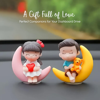 Nostrae Moon Couple Miniature Toys & Cute Miniatures Decorative Items | Small Figurines for Home Decor | Desk Decoration Miniature Things, Gifts & Mini Showpieces Desk Decor (Set of 1)