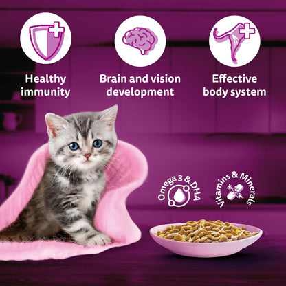 Whiskas Tasty Mix Kitten (2-12 Months) Wet Cat Food, Chicken, Tuna with Sweet Potato in Gravy, 70 g, 100% Complete & Balanced Nutrition for Kittens