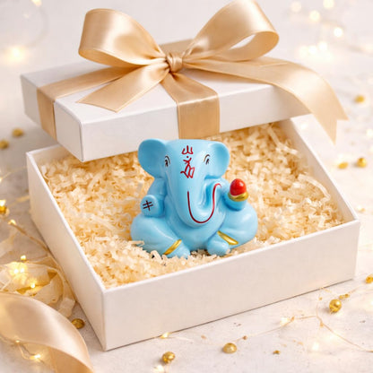 Resin Lord Ganesha Idol Car Dashboard 5x5cm (Sky Blue)
