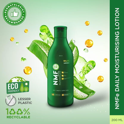 NMFe Skin Lotion 200ml | Daily Moisturising lotion | For all Skin type | Aloe vera & Vitamin E | Dermatologically Tested | Quick Absorbing, Non Greasy and Easily Spreadable