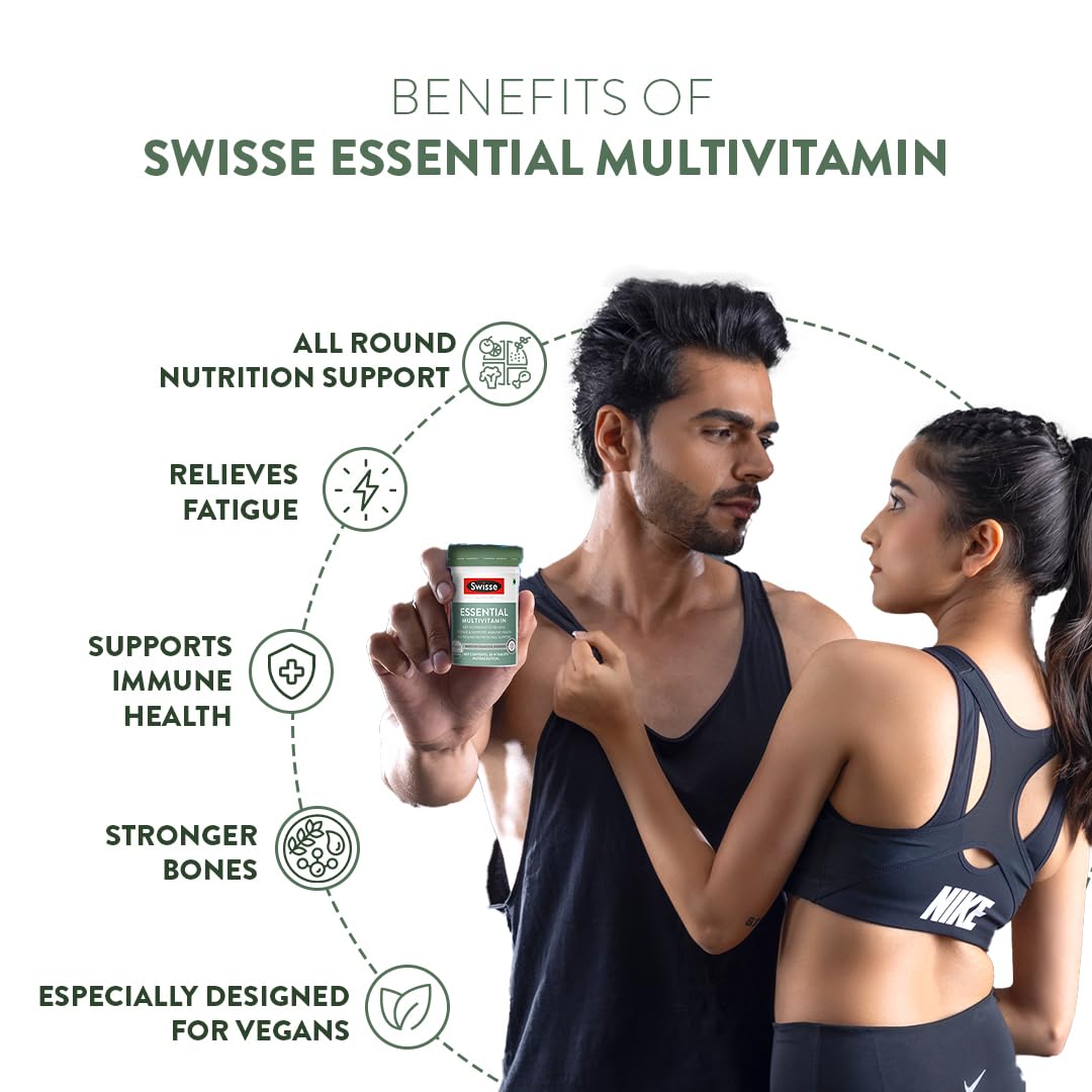 Zephivo Swisse Essential Multivitamin For Men & Women, 30 Tablets - Vegan Certified Multivitamin with 100% RDA of Vitamin B, Vitamin E, Biotin & Minerals - Australia's No. 1 Multivitamin Brand