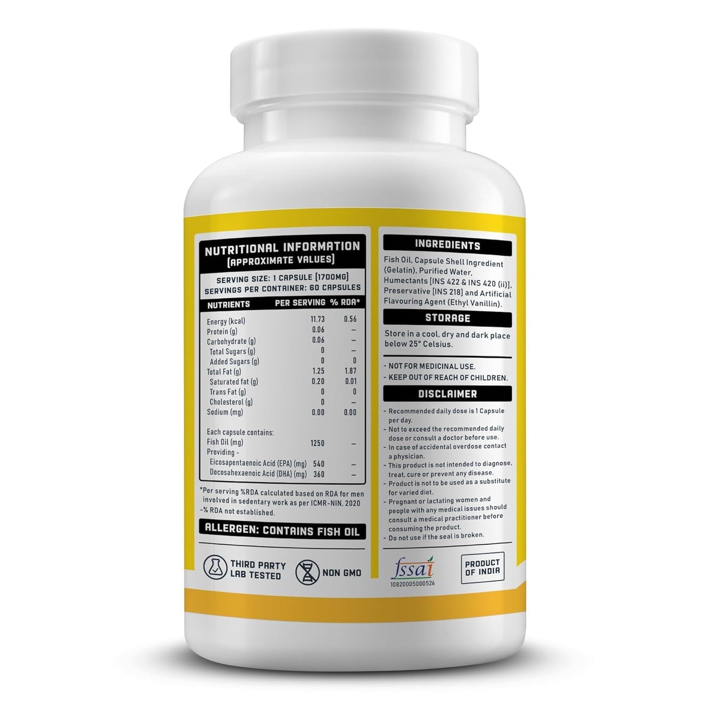 YouWeFit Triple Strength Omega 3 Fish Oil Capsules - Soft Gels With 540mg EPA & 360mg DHA To Support Heart & Joint Health | Omega 3 Supplement 1250mg