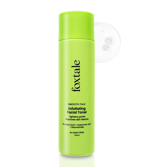 Foxtale Exfoliating Face Toner with 5% Lactic Acid for Pore Tightening & Gentle Exfoliation, Alcohol Free Toner for Glowing Skin, For All Skin Types, Men & Women, 150 ml