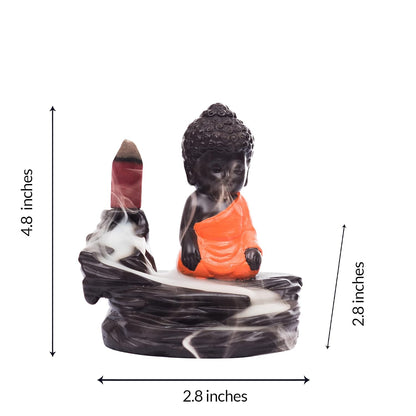 eCraftIndia Buddha Smoke Backflow Incense Holder (7.01 cm x 7.01 cm x 11.98 cm, Brown and Red)