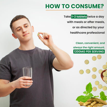 NATURYZ Organic Ashwagandha 1200mg Tablets | Stress Relief, Energy, Immunity & Muscle Recovery Support | For Men & Women | Vegan, Non-GMO, Gluten-Free | USDA Organic | 60 Veg Tablets