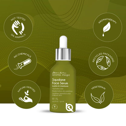 Aroma Magic Squalane Lightweight Face Serum | For Skin Hydration, Provides light Moisturization & Reduces Fine Lines, Restore Dry Patches| 30 ml (Pack of 1)