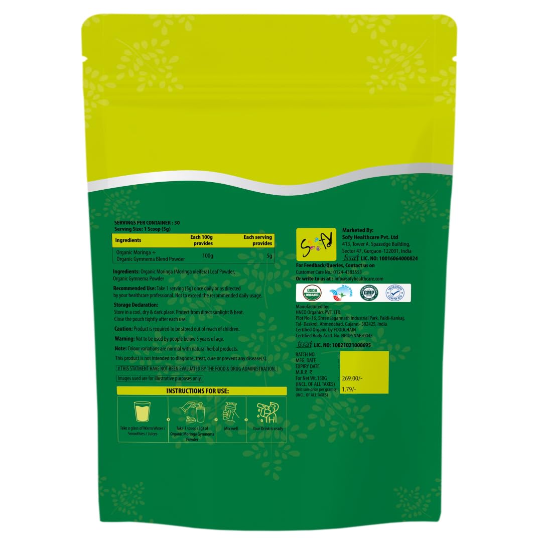 Green and yellow package with text and icons on a white background