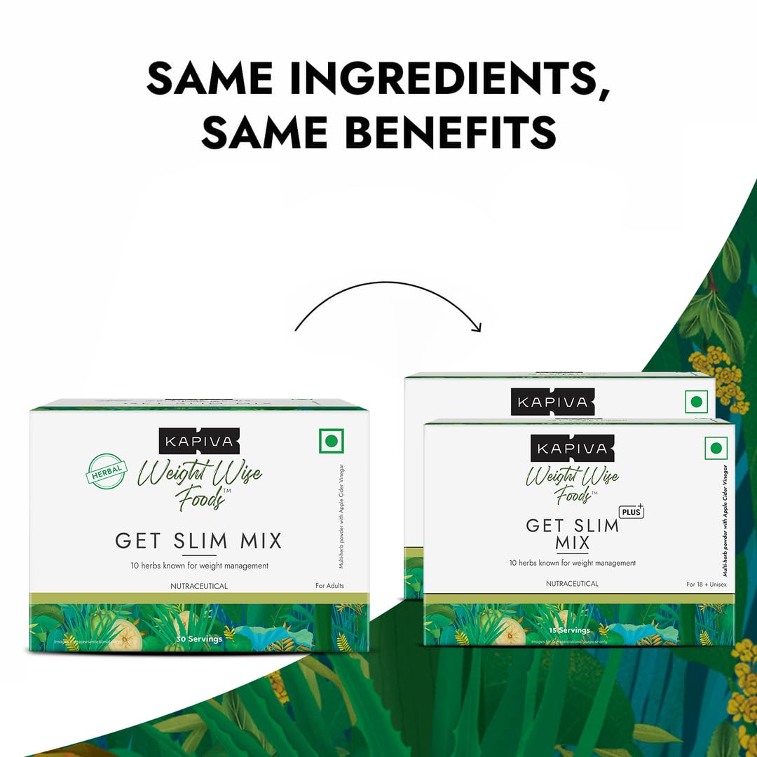 Kapiva Get Slim Mix | Blend of 10 Weight-Care Ingredients | Long-term Weight Care | No preservatives | 15 sachets, Pack of 2