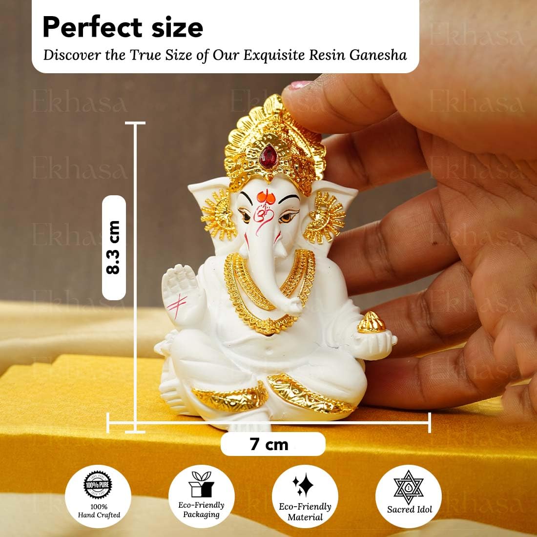 Ganesh Idol for Car Dashboard | Ganpati Idol for Cars | Vinayak Idols for Car Dashboard, Home Decor | Ganapathi Idol for Home | Vinayagar Statue | Ganpati ji for Office Desk (White)