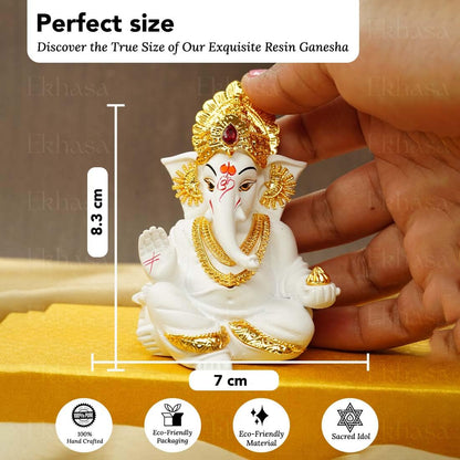 Ganesh Idol for Car Dashboard | Ganpati Idol for Cars | Vinayak Idols for Car Dashboard, Home Decor | Ganapathi Idol for Home | Vinayagar Statue | Ganpati ji for Office Desk (White)