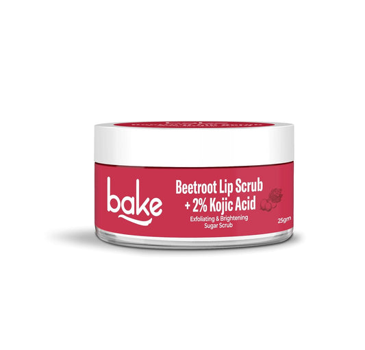 BAKE 2% Kojic Acid Beetroot Lip Scrub for Dark Pigmented Lips with Sugar Granules for Dry & Pink Lips, For Men & Women - 25g