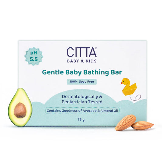 CITTA Bathing Bar for Babies & Kids | Soap-Free, No Tears | Dermatologist Approved pH Balanced Wash for Sensitive Skin | Gentle Moisturizing Formula for Soft & Glowing Skin | 75g
