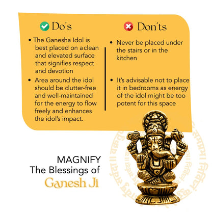 100% Pure Brass Ganesha Idol (Size: 5.5 cm) | Pital Ganesh Murti for Pooja Room, Home Decor, Office Desk and Car Dashboard | Vinayagar Statue for Diwali Puja