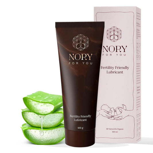 Nory First Fertility Friendly Personal Water Based Lube (100gm) Organic, Non-Staining Aloe Vera Lubricant Gel for Privacy, Natural Luber for Men & Women