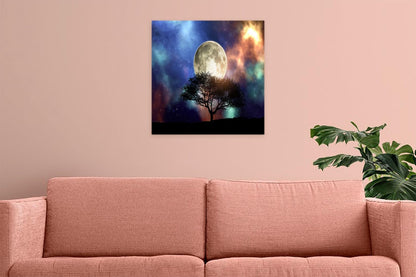 Printed Framed Canvas Painting for Home Decor Office Wall Studio Wall Living Room Decoration (14x14inch Wrapped) - 3D Silhouette Tree
