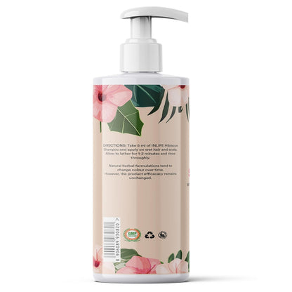 INLIFE Hibiscus Shampoo | Ayurvedic Natural | with Jojoba Oil & Hydrolyzed Wheat Protein | Dry and Frizzy Hair | Paraben & Sulphate Free | Women Men - 250ml (Pack of 1, 250)