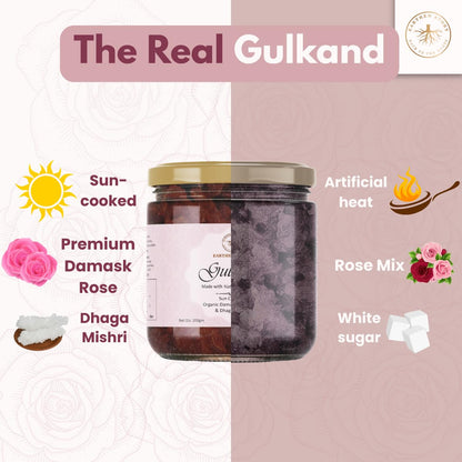 Earthen Story Sun Cooked Gulkand Without Sugar 200gm | Lab Tested for 290+ Pesticides | Indian Pink Damask Rose & Dhaga Mishri | 100% Natural Rose Petal Jam | Ayurvedic coolant, Good for Gut Health
