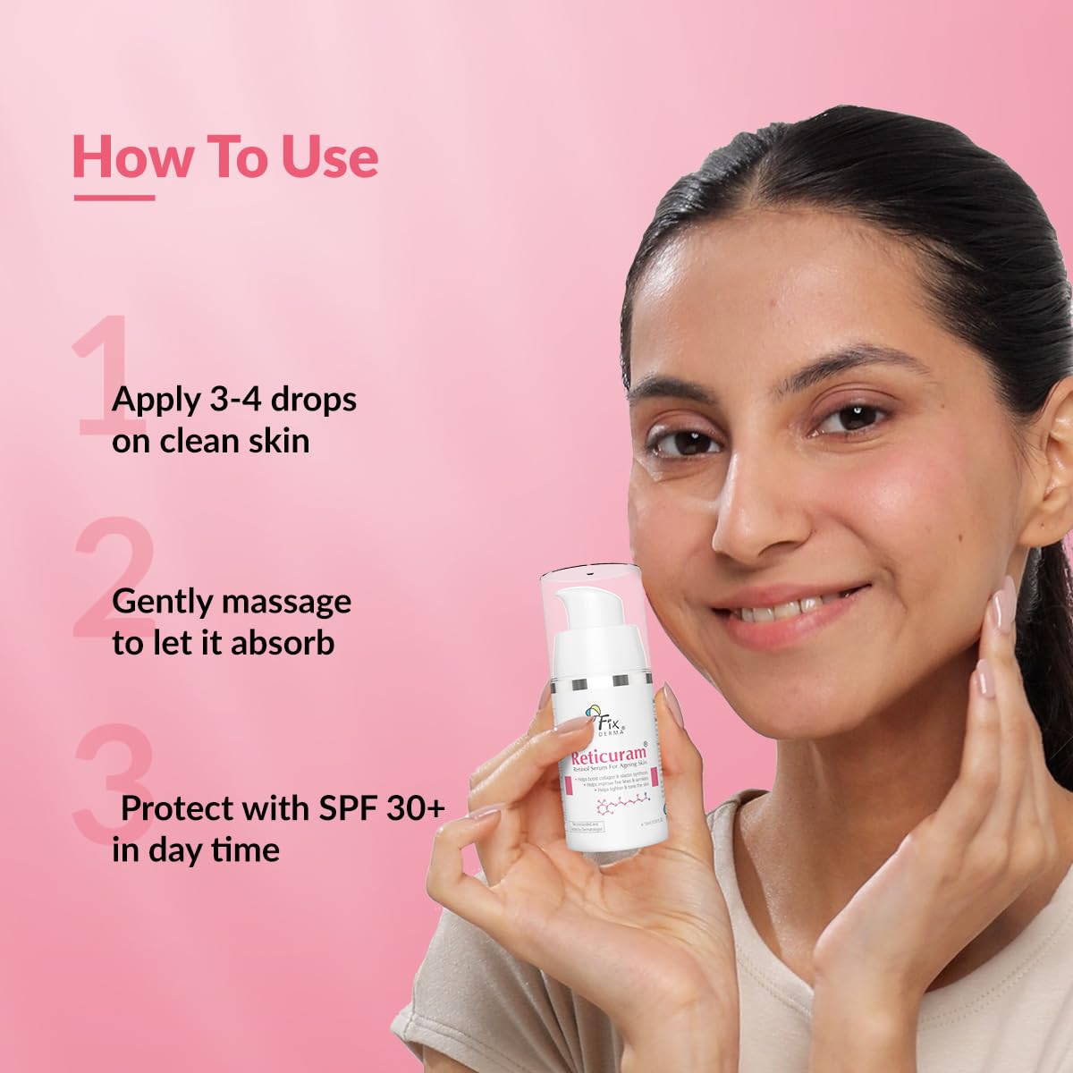 Fixderma .05% Pure Retinol Reticuram Face Serum for Anti Aging, Boost Collagen, Night Face Serum with Retinol & Vitamin C to Reduce Fine Lines & Wrinkles for Unisex - 15ml
