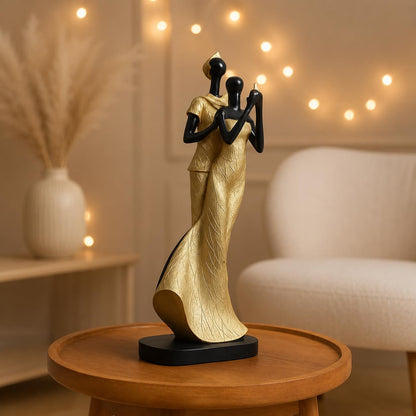 Xtore Lavish Golden Black Resin Couple with Bird for Home Decor (Pack of 1, Golden & Black)