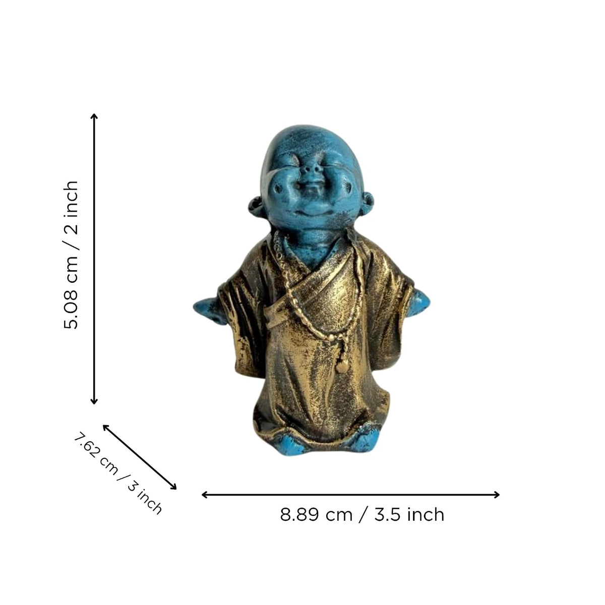 eCraftIndia Laughing Monk Buddha Statue Showpiece for Home Decor Living Room Bedroom Office Pooja Room | Gift for Diwali Housewarming Birthday