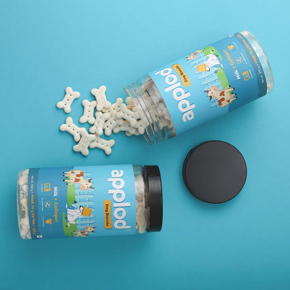 Applod Milk with Collagen Dog Biscuits for Puppies & Adult Dogs | Oven-Baked Crunchy Dog Treats Made with Real Ingredients | Healthy Training & Reward Snacks | 420g