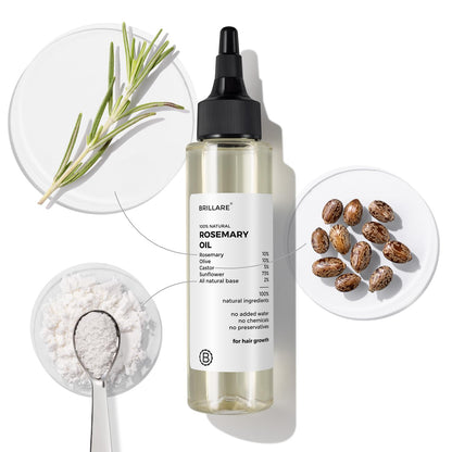 Brillare 10% Rosemary Hair Oil for Hair Growth with 10% Olive Oil & 5% Castor oil | Reduces Hair Fall | Strengthens Hair | Visible Results in 4 Weeks.