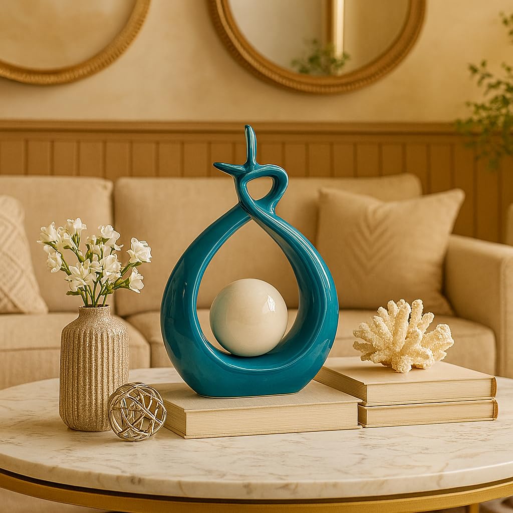 Xtore Beautiful Ceramic Spiral Design Statue for Home Decoration (Pack of 1, Sky)