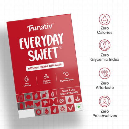 Trunativ Everyday Sweet | Monkfruit Sweetener Powder Loose Sugar Like Sweetener | Zero-Calorie Sugar Substitute | 1:1 Sugar Replacer for Cooking & Baking | Keto & Diabetic Friendly | 150g (Pack of 1).
