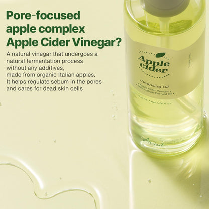 Ariul Apple Cider Deep Cleansing Oil (200ml) Korean Lightweight, Watery Face Cleansing Oil With Apple Cider Vinegar, Makeup Remover, Deep Pore Cleanser, Hydrating Facial Cleanser