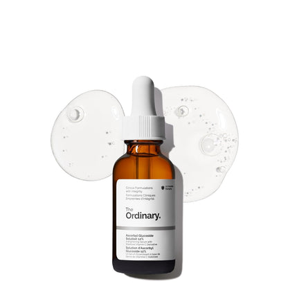 The Ordinary skincare serum bottle with dropper on a white background