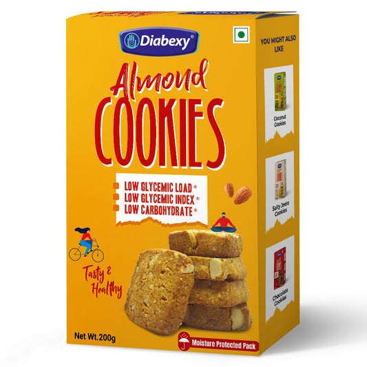 Diabexy Almond Cookies for Sugar Control | Diabetic Sugar Free Cookies| No Maida | High Protein Biscuits | Healthy Sugar free Snacks for Diabetics- 200g