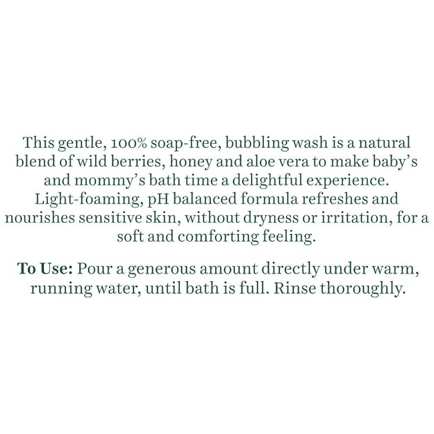 Text description of a gentle, soap-free wash for babies and mommies on a white background